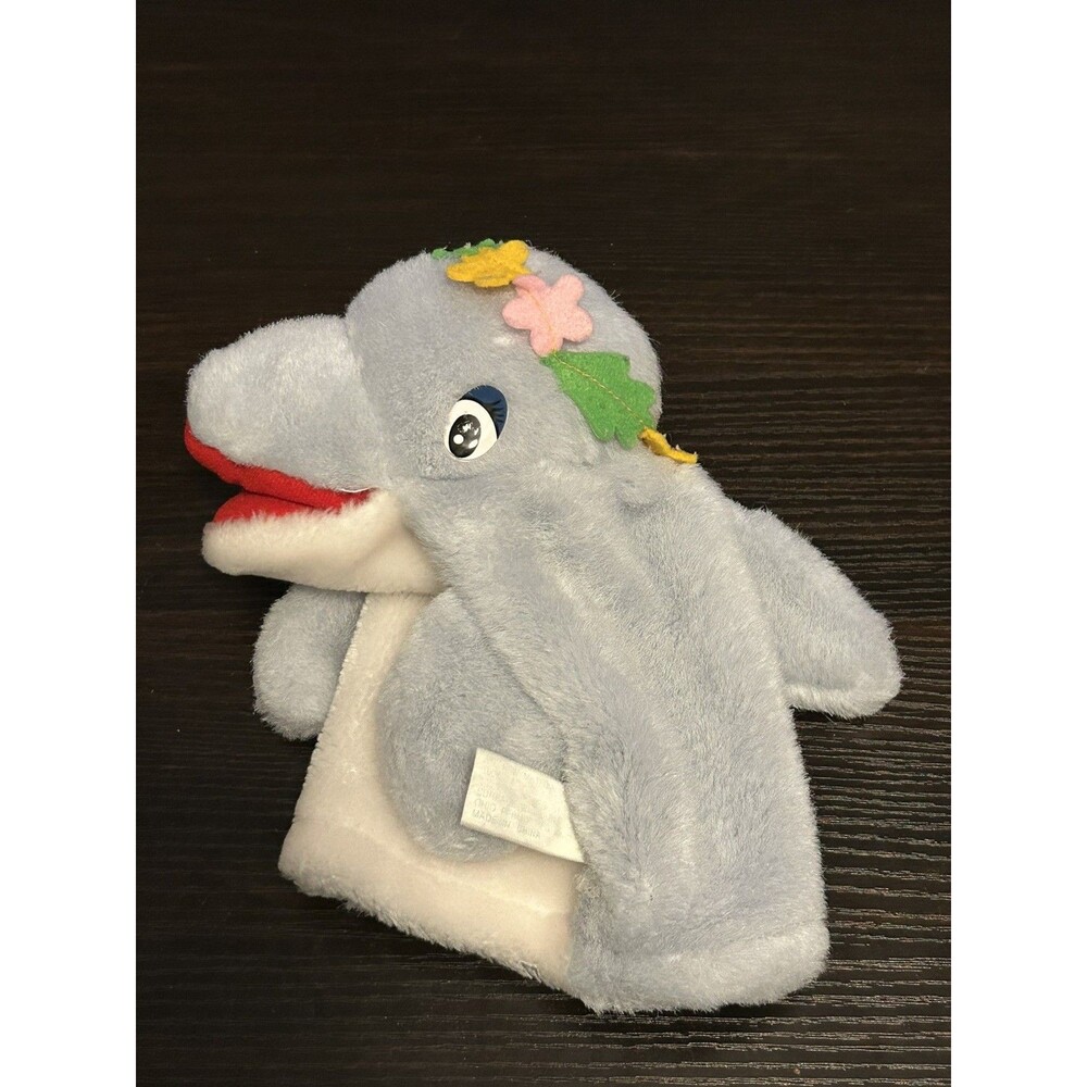 Vintage Sea World 9" Dolphin Squeaker Puppet Flower Headband Crown of Daisies